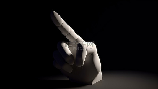 3d 卡通手用手指指向左侧并投射阴影或点击某物