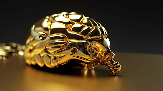 人体3d背景图片_聪明的大脑在 3D 渲染中关闭了黄金概念