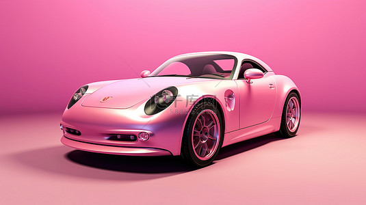 豪华车背景背景图片_娇小的粉红色运动轿跑车的 3d 渲染