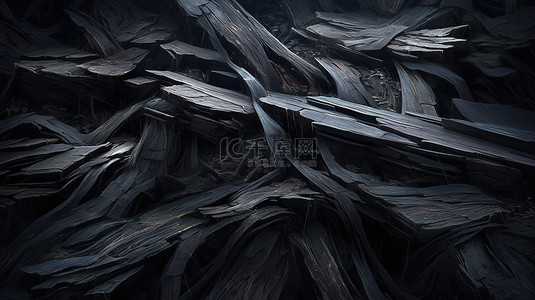 令人惊叹的 3D 渲染中的黑色木树皮背景
