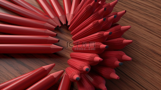 3d 渲染中的红色铅笔簇