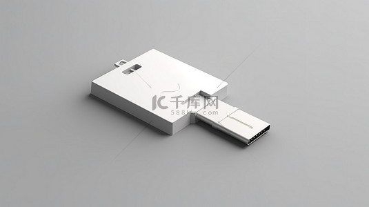 3D 白色塑料 USB 卡模型视觉上引人注目的闪存驱动器
