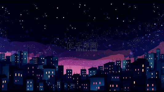 城市渐变夜晚星空背景