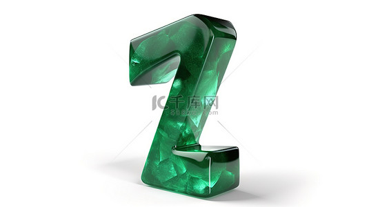 水晶字体背景图片_白色背景 3d 渲染上的孤立绿色玉石数字 7
