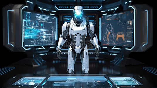 自动化背景图片_未来环境中的未来机器人