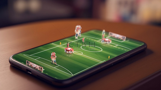 足球场背景背景图片_移动设备上的 3D 渲染足球策略