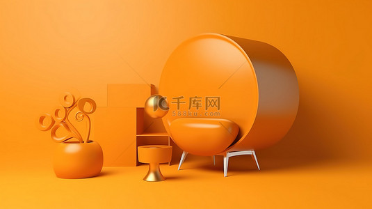 桶装泡面样机背景图片_语音设计样机插图中对话符号的 3D 渲染
