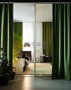 前面背景图片_卧室前面有绿色的窗帘