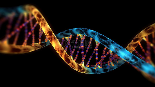 医疗布景背景图片_图片标题 DNA 分子结构的 3D 渲染