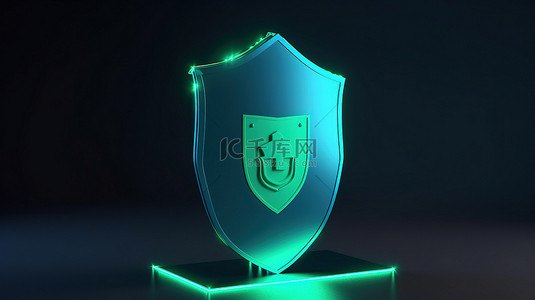 数据保护和安全防护密码的 3d 渲染概念以及蓝色和绿色的安全图标