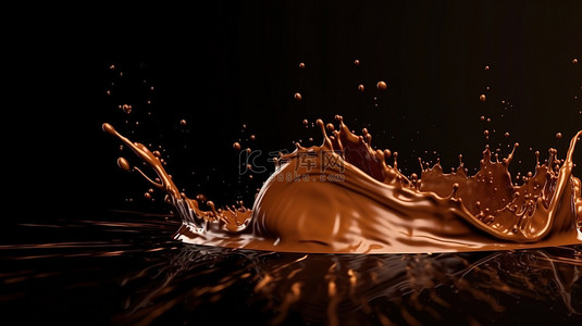 3d 渲染中可可或巧克力飞溅的抽象背景
