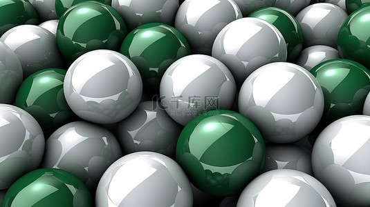 灰色绿色背景图片_白色绿色和灰色抽象插图中彩色球的特写 3D 渲染