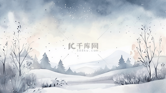 冬天山林雪景插画