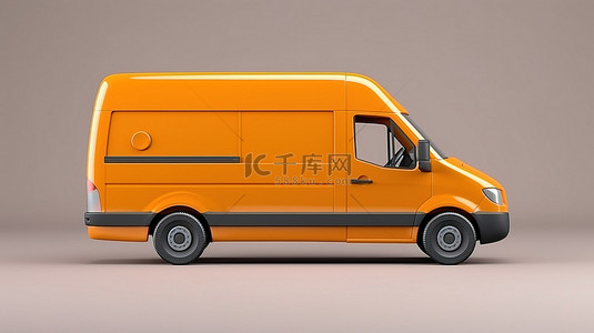 卡货车背景图片_从侧面看隔离的送货车的 3D 插图
