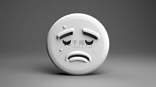 表情包问号背景图片_圆形按钮轮廓上哭泣的表情符号图标的 3D 渲染，具有平面单色色调