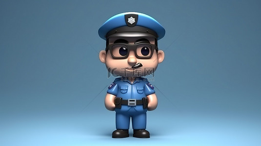 以卡通警察为特色的俏皮 3D 艺术作品