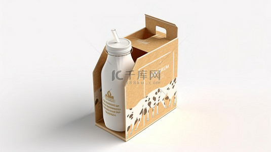 纸盒果汁背景图片_带牛奶和果汁纸板箱的孤立白色背景的 3D 插图