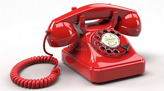 红色复古 3D 电话