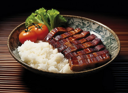 一串串红辣椒背景图片_一碗猪肉蔬菜饭