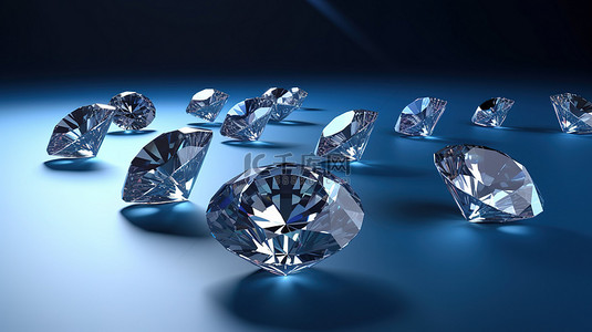 圆形钻石背景图片_深蓝色背景下圆形钻石的 3D 渲染