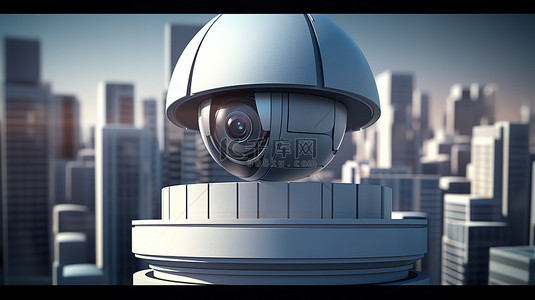 防控管理系统背景图片_3d 城市景观背景中的安全摄像头渲染