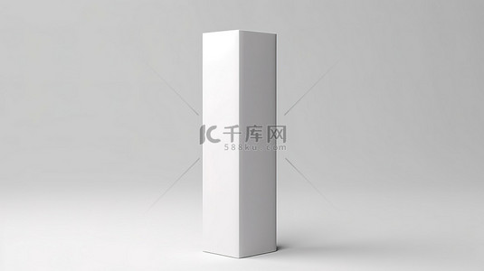 白色站立纸板箱或空白垂直纸模板的 3D 渲染