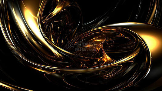 金色和黑色抽象 3d 背景