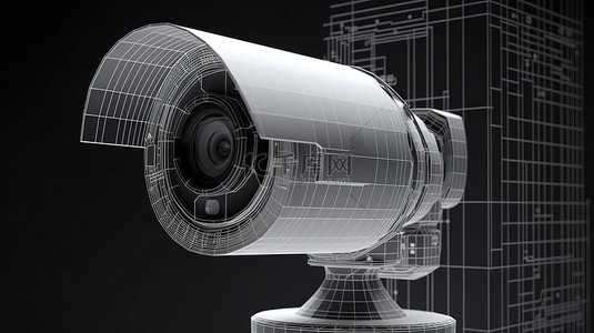 闭路监控系统背景图片_X 射线安全摄像机或闭路电视摄像机 3D 渲染透视