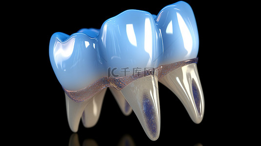 牙齿蛀牙背景图片_3D 渲染中一尘不染的牙齿突出显示美白和修剪