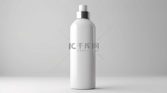纯白色背景上的时尚白色酒店化妆品瓶以 3D 专业渲染