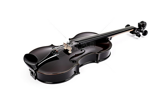 3d 创建的白色背景上带弓的优雅黑色木制小提琴