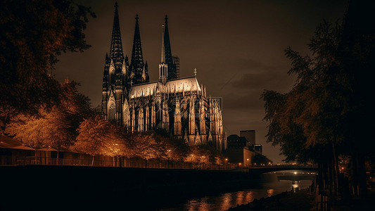 科隆大教堂宗教城市背景