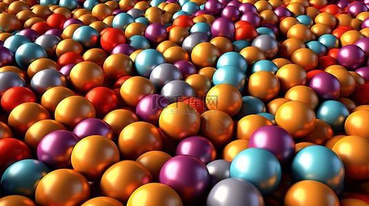 色彩缤纷的背景中充满活力的 3D 艺术品抽象球体