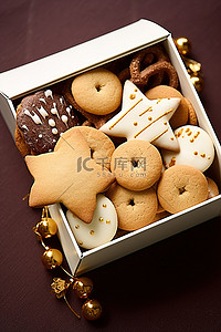 圣诞节背景图片_白盒子里的圣诞饼干