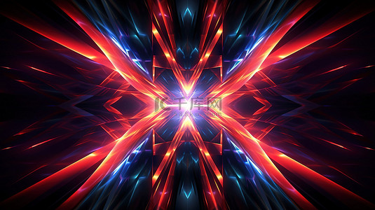 彩色旅行背景图片_在黑暗的 3D 隧道中发光的彩色万花筒线条的对称抽象图案
