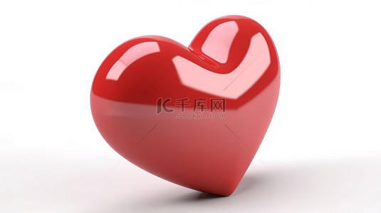 白色背景上红色心形图标的 3D 渲染插图，表示爱和崇拜