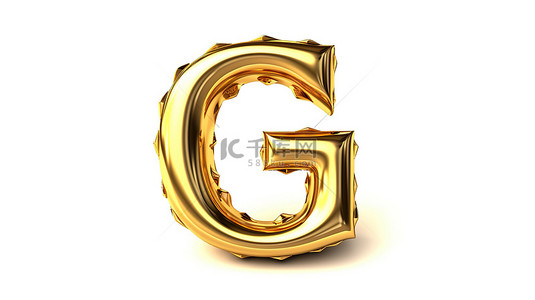白色隔离背景与 3d 金色字母 g 和数字插图