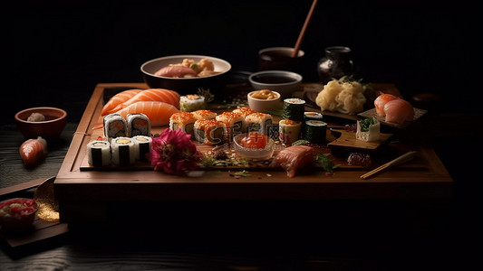 寿司饭团食物背景