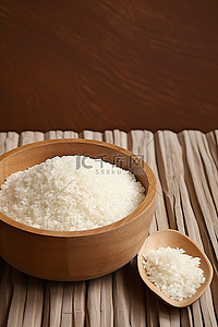 称重背景图片_木地板上放着一碗米饭