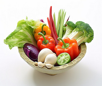 胡萝卜西红柿蔬菜背景图片_蔬菜碗，配葱胡萝卜芹菜和西红柿
