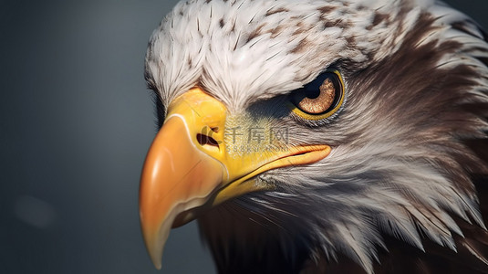 鹰鹰头背景图片_秃头鹰 3D 渲染的特写视图