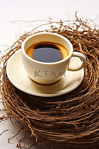 巢背景图片_巢与杯咖啡和笔记