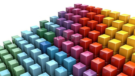 由白色背景上的彩色棋子和块显示的层次结构的 3D 插图