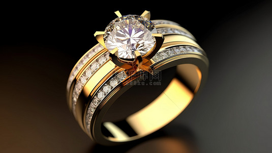 订婚请帖背景图片_黄金和白金订婚戒指和结婚戒指的 3D 渲染