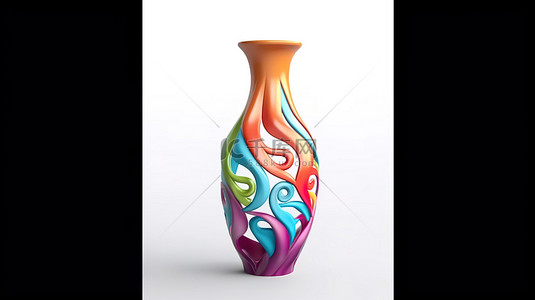 时尚多彩的高花瓶非常适合您的插花白色背景 3D 渲染
