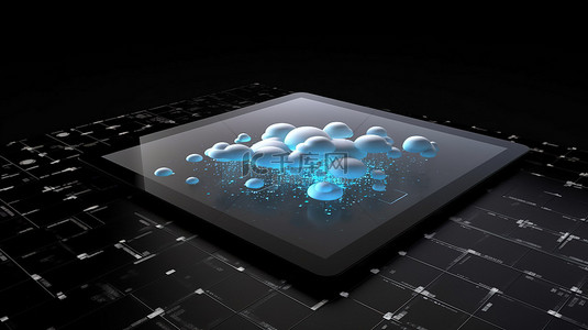 平板电脑以 3D 形式展示先进云计算技术的电路云