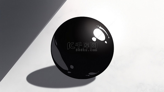 白墙与黑色球体球 3d 渲染