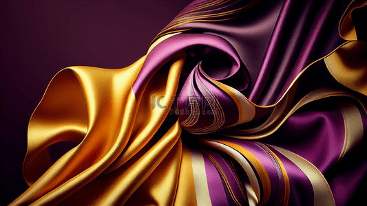 金属边框背景背景图片_丝绸质感紫色金色背景
