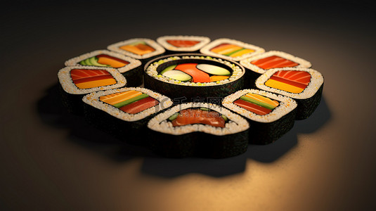 美食背景图片_紫菜包饭灵感 3D 无限切片