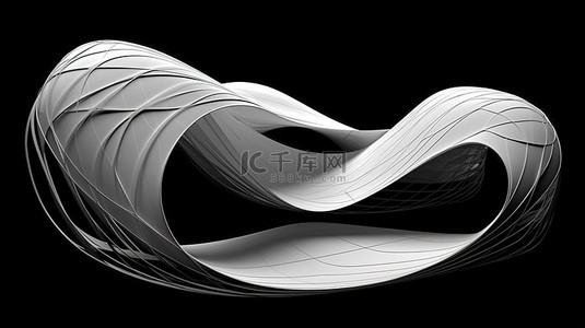 抽象未来派建模由众多线条组成的白色形状的 3D 插图